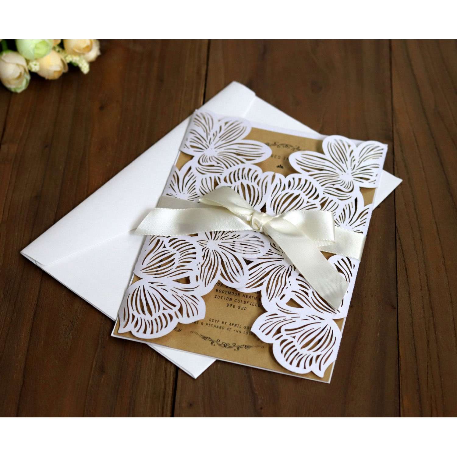 Laser Rose Invitation Card Thank You Card  Holiday Greeting Card 2020 Wholesale 